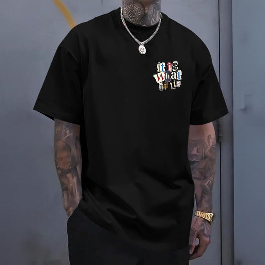 Oversized Graphic Tshirts for Men It is What It is Shirt Vintage Streetwear Cool Rapper Baggy Grunge Tees Tops