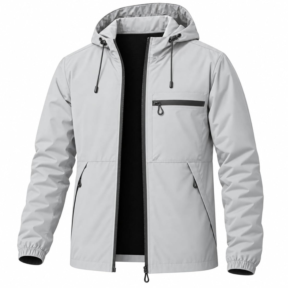 Men's Lightweight Windbreaker Jacket Full-Zip with Chest Pocket