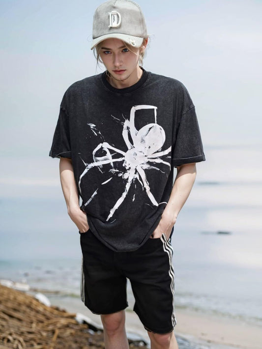 Vintage Spider Graphic Oversized Cotton T-Shirt Y2K Harajuku Streetwear