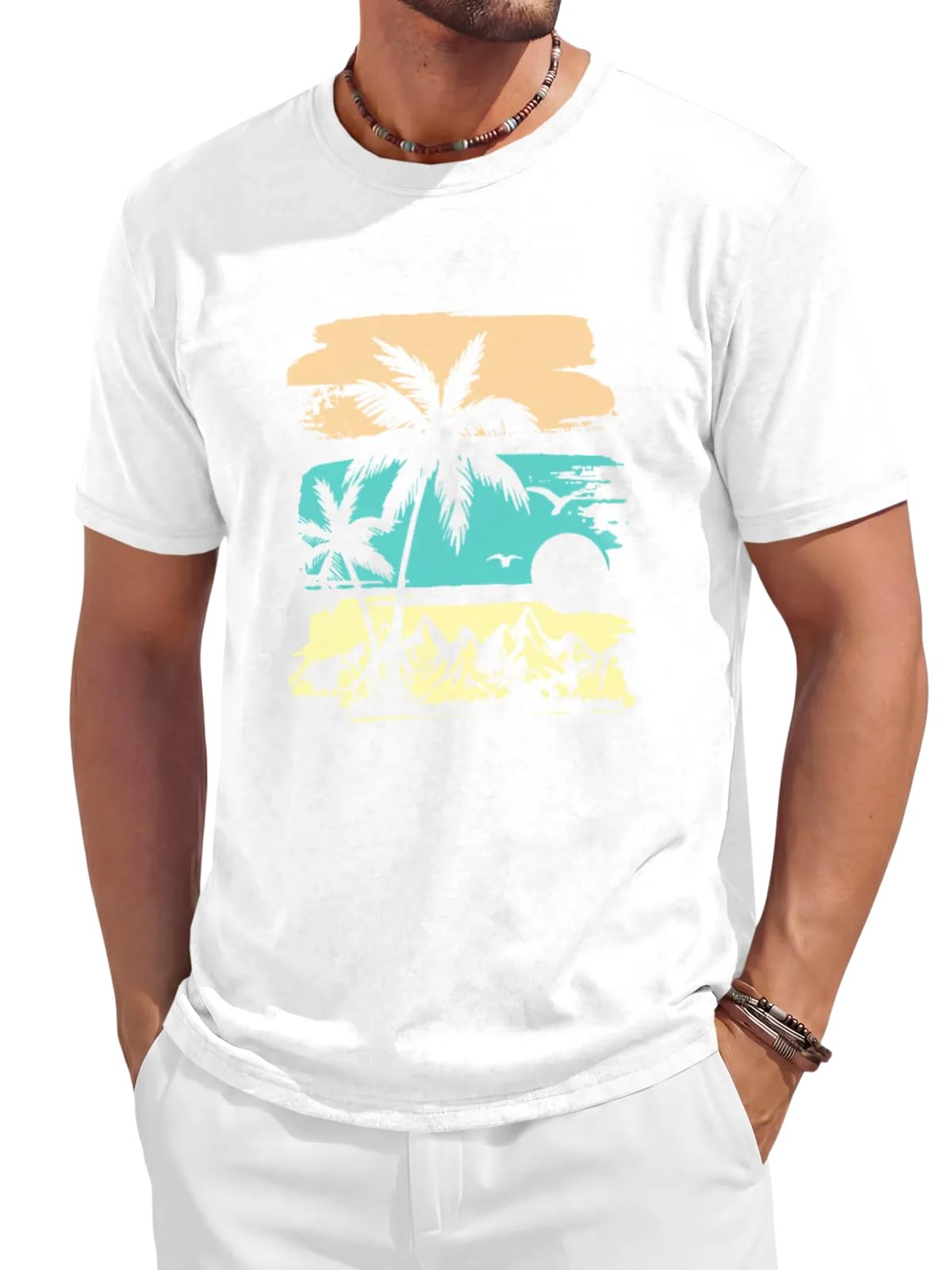 Runcati Mens Short Sleeve T-Shirts Casual Crewneck Graphic Printed Tees