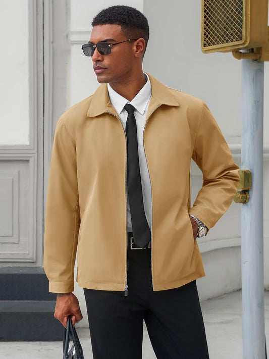 Runcati Mens Lightweight Jackets Casual Full Zip Windbreaker Golf Jacket
