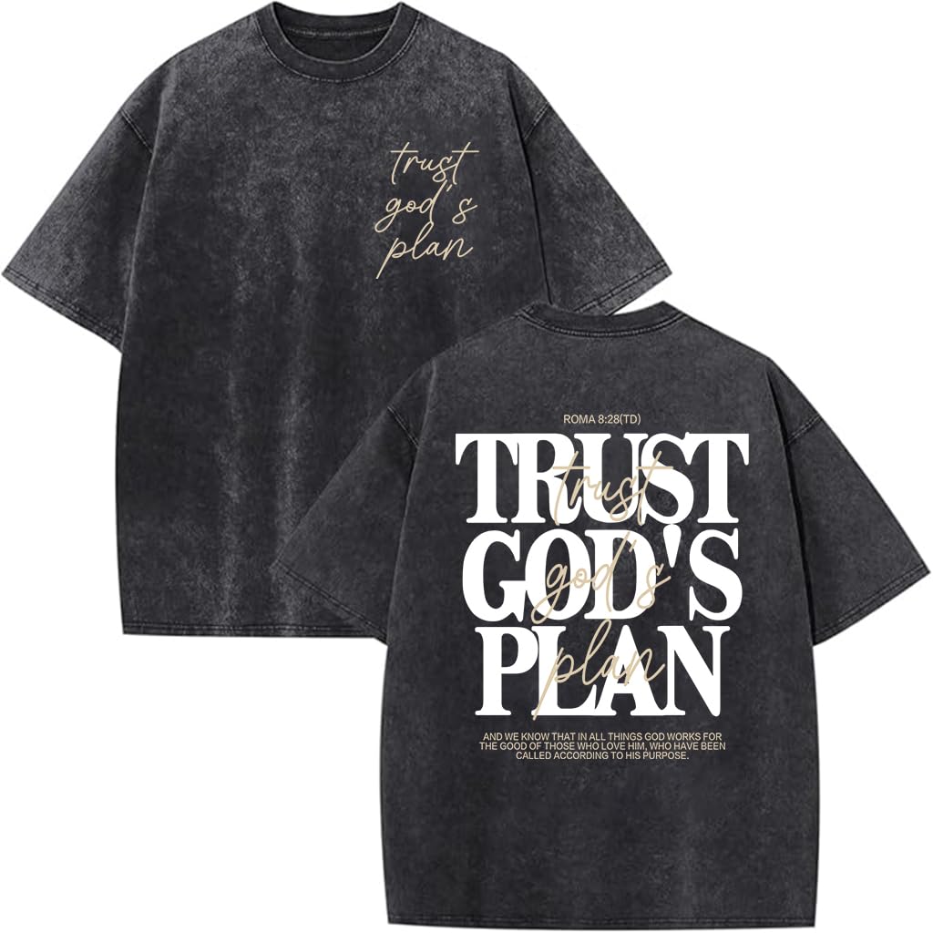 Eatbook Christian Shirts for Men Women Jesus Faith Oversized Acid Wash Tops