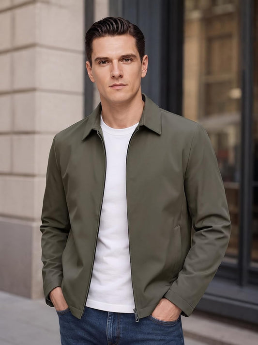 Allthemen Mens Lightweight Jacket Casual Zip Up Golf Work Jackets