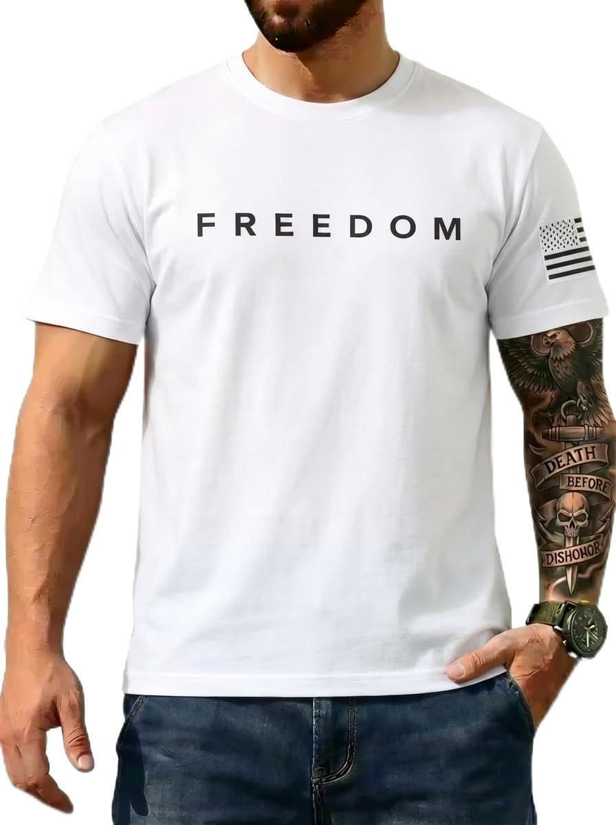 Men's USA Flag T-Shirt, Patriotic Freedom Graphic Tee, us Independence Day tee