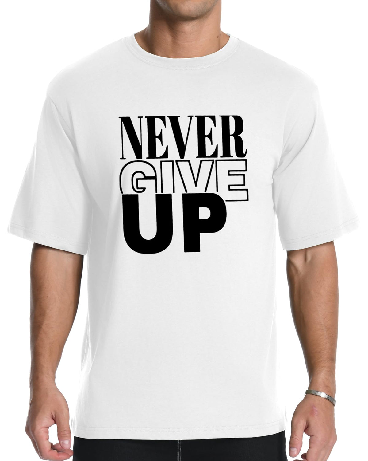 Aiyino Men's Never Give Up Tee – Bold Slogan Graphic