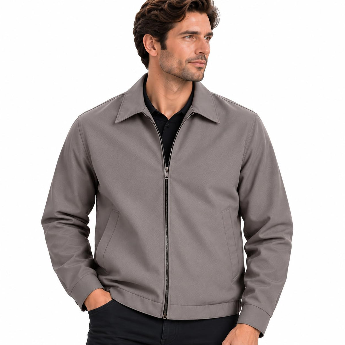 Perry Ellis Mens Windbreaker Microfiber Water Resistant Golf Zip Up Jacket