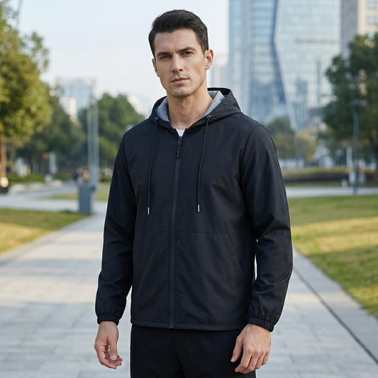 Men's Rain Jacket Hooded Raincoat Waterproof Windbreaker
