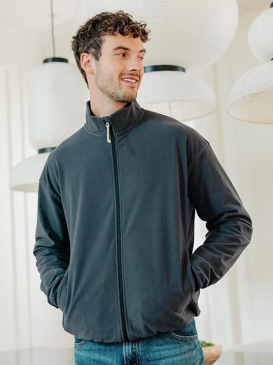 Men's Double-Sided Brushed Knit Zip Up Jacket