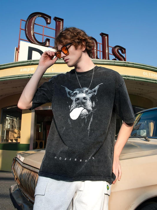 Laixton Men's Graphic Tees Shirt Unisex Cotton Oversized T-Shirt Short Sleeve Vintage Streetwear Casual Tee Top