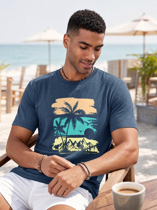 Runcati Mens Short Sleeve T-Shirts Casual Crewneck Graphic Printed Tees
