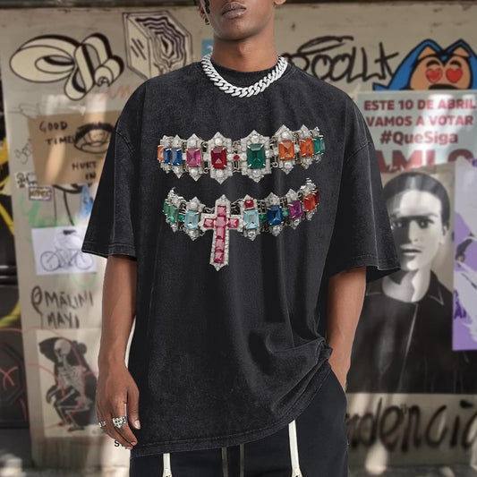 Oversized Tshirts for Men Graphic Vintage Tees Y2k Acid Wash Streetwear Shirts Hip Hop Grunge Harajuku Shirt Tops