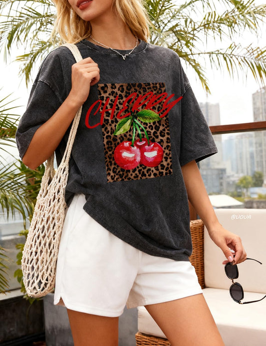 UOUA Men's Graphic Tees Washed Oversized Short Sleeve T-Shirts
