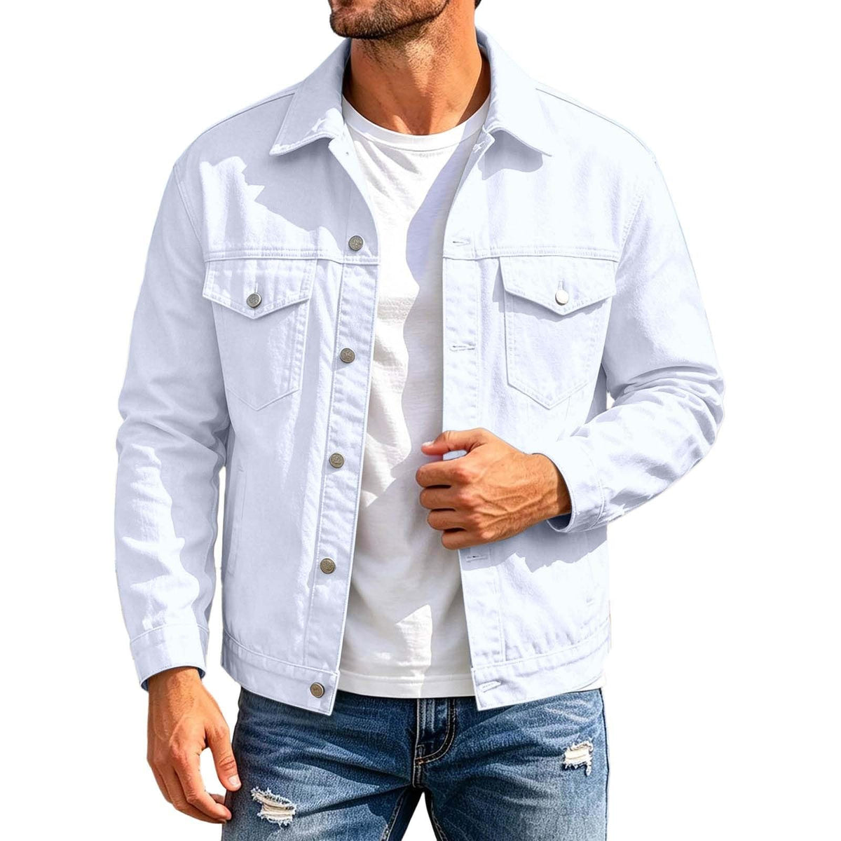 Mens Jacket Button Down Collared Lightweight Outdoor Sport Coat with Pocket