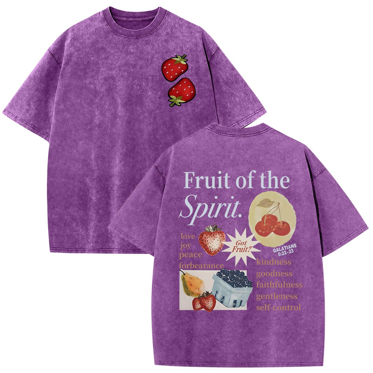 Christian Fruit of The Spirit Shirt for Men Jesus Religious Shirts Oversized Graphic Tees Acid Wash God T-Shirt Tops