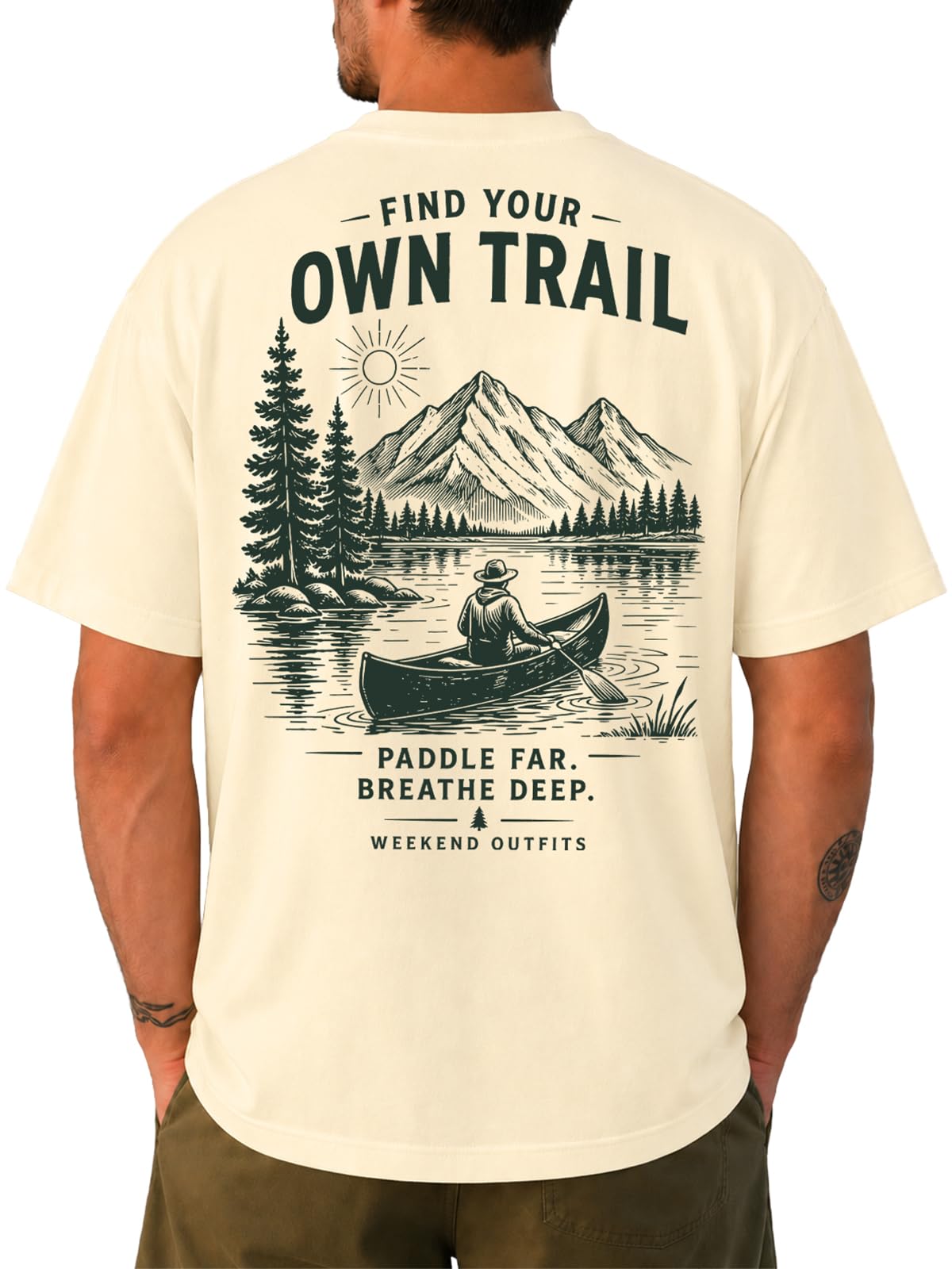 KUYIGO Men’s Vintage Canoe Graphic Tee Outdoor Cotton Summer T Shirts