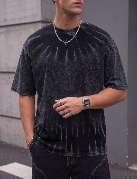 Tie-Dye Cotton T-shirts for Men Oversized Short Sleeve Casual Graphic Tees