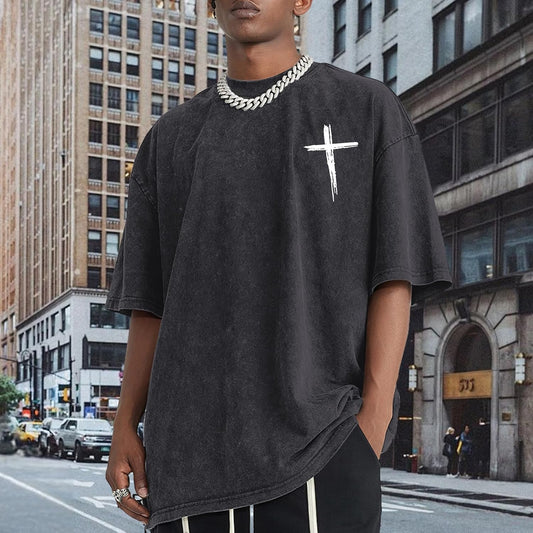 Mens Oversized Christian Shirts Jesus Faith Shirt Funny Gym Graphic Tees God Religious Bible Verse Acid Wash Tshirts