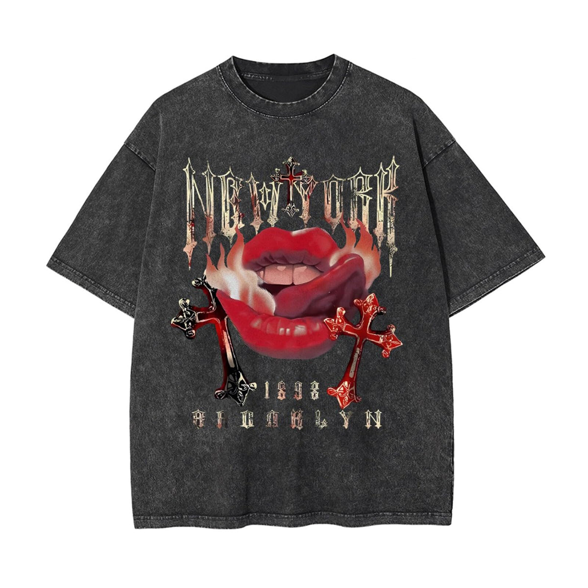 Mens Graphic Tee Unisex Acid Wash Streetwear Vintage Cotton T Shirts Casual Y2k Drop Shoulder Top Tshirts