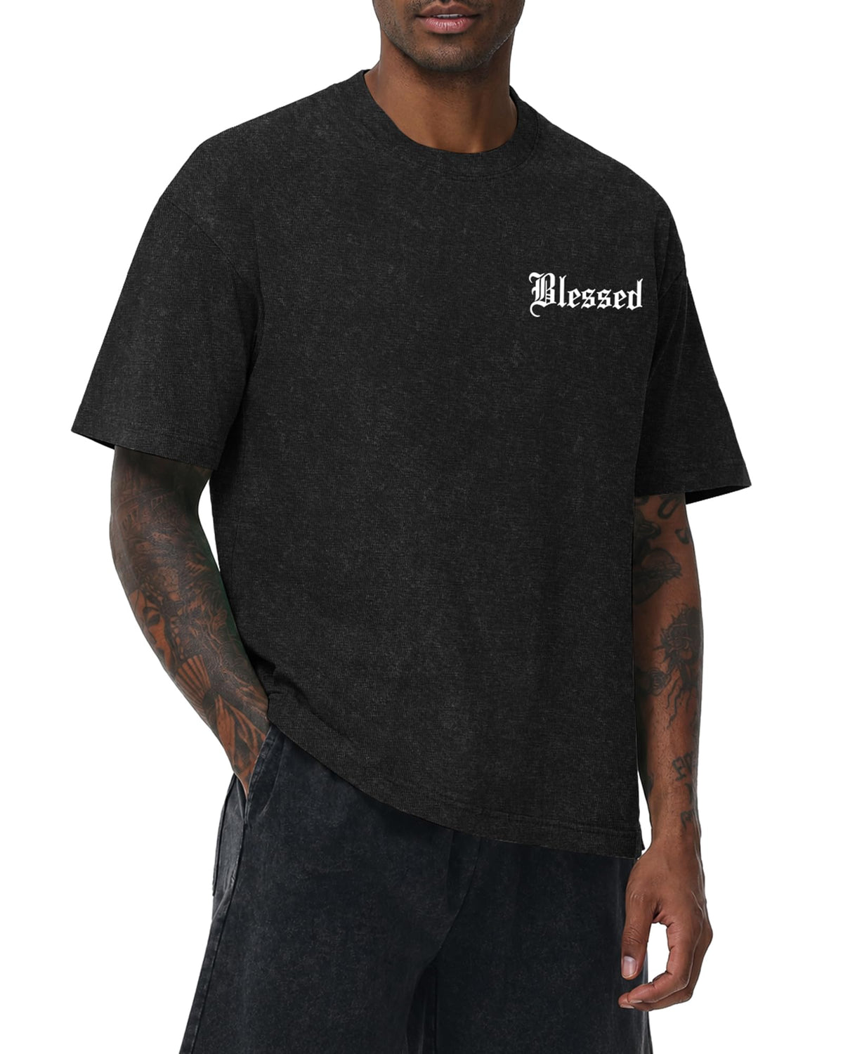 Aiyino Mens Oversized T Shirt Acid Wash Vintage Graphic Tee