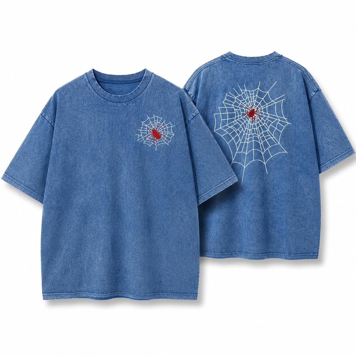Men's Graphic Tee Spider Grunge Shirts Vintage Oversized Wash T Shirts Y2k Streetwear Cotton Tops