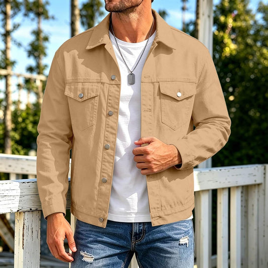 Mens Jacket Button Down Collared Lightweight Outdoor Sport Coat with Pocket