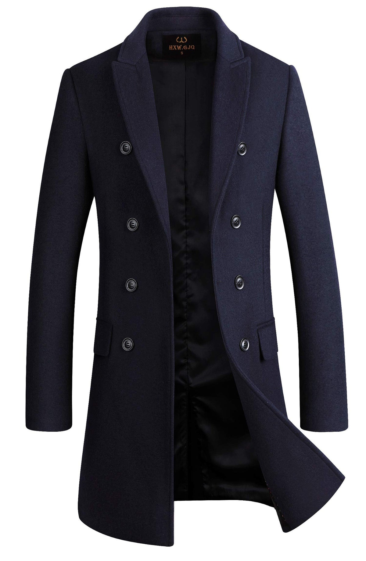 Men's Premium Wool Blend Double Breasted Long Pea Coat