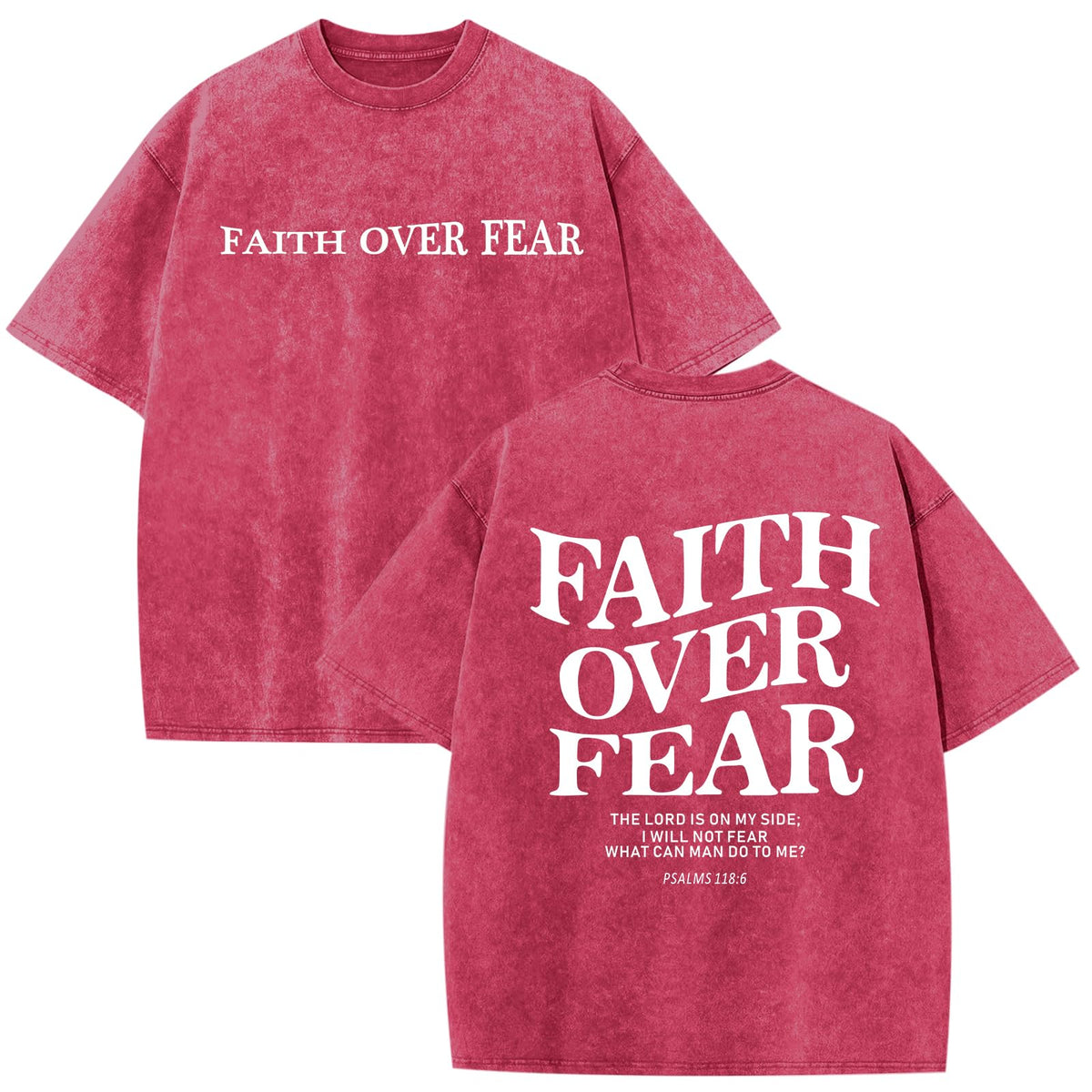 Christian Faith Over Fear Shirt for Men Jesus Religious Shirts Oversized Graphic Tees Acid Wash God T-Shirt