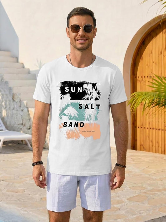 Runcati Mens Short Sleeve Crewneck Graphic Printed Casual T-Shirts