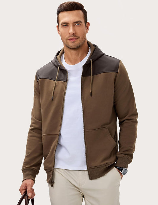 JMIERR Men's Colorblock Zip Hoodie Lightweight Jacket