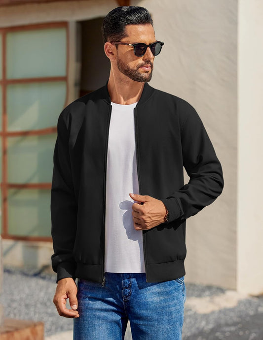 COOFANDY Mens Light Cotton Bomber Jacket Flight Casual Softshell Varisty