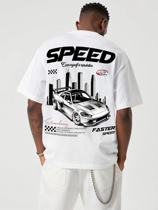 RoseSeek Men's Letter Graphic Tees Short Sleeve T Shirts Casual Streetwear