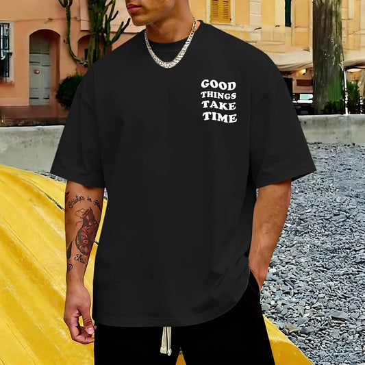 Vintage Graphic Tees for Men Oversized Floral Letter Print Retro Streetwear T Shirts Casual Loose Fit Cotton Tops