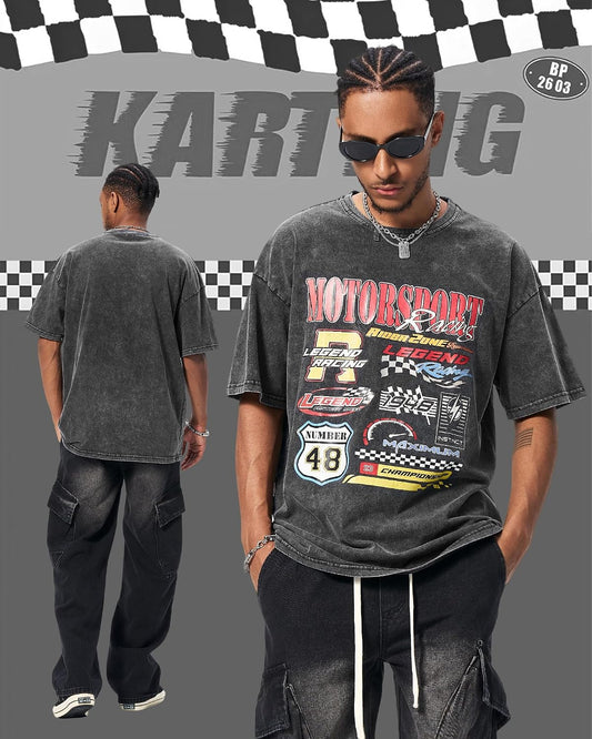 BAPHITY Mens Graphic Tees Acid Washed Y2K Vintage Streetwear T-Shirt Summer