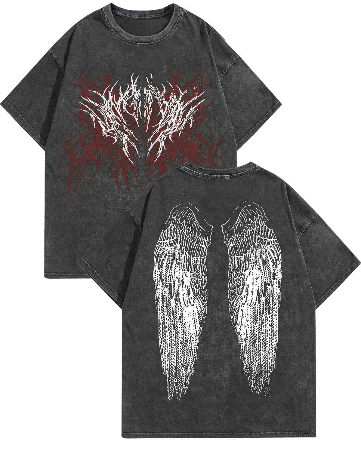 Graphic Tees Men Acid Washed Y2K Gothic Vintage Streetwear Cotton T-Shirt