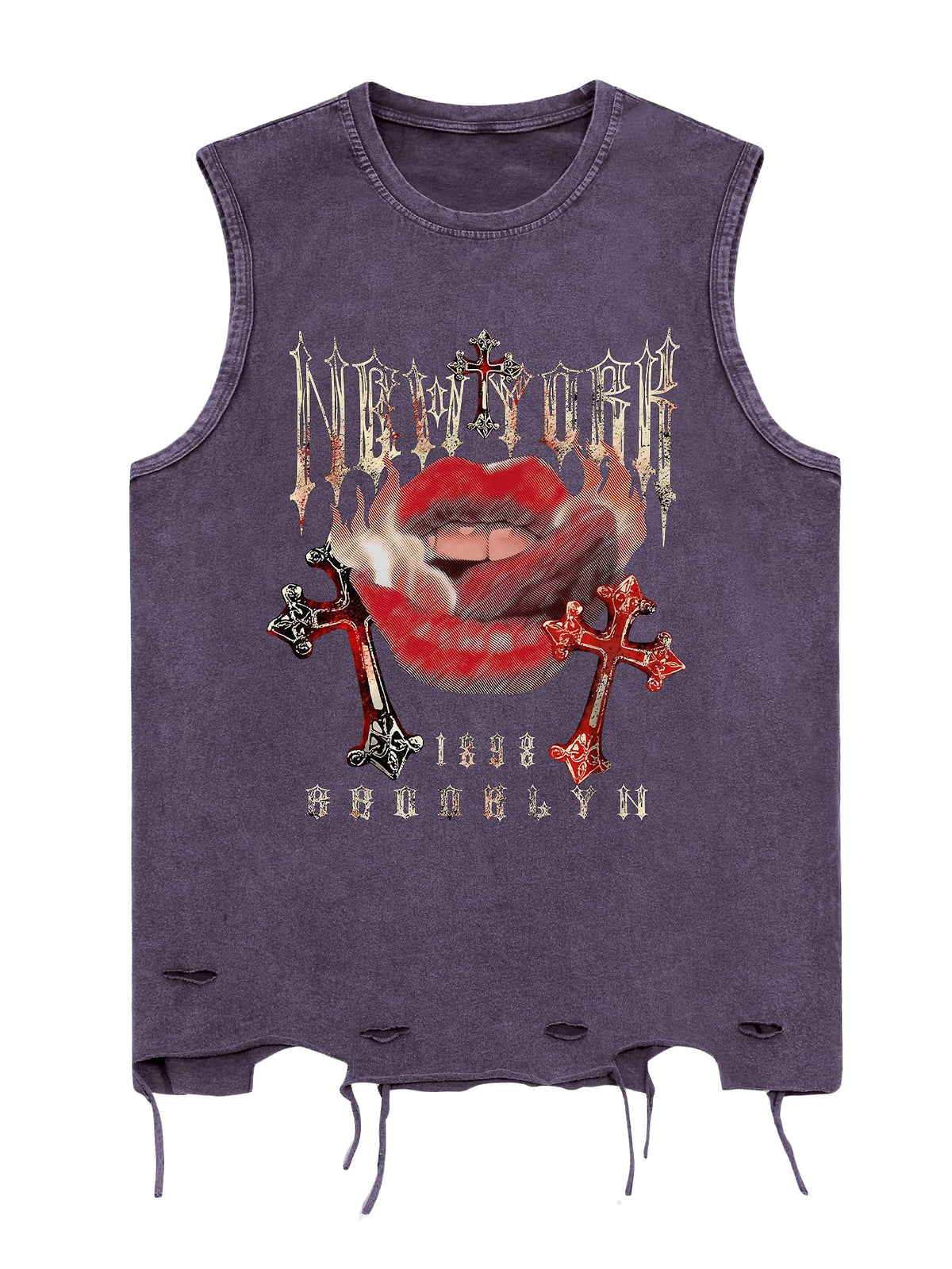 Verdusa Men's Graphic Tees Y2k Grunge Distressed Tee Summer Shirt Sreetwear
