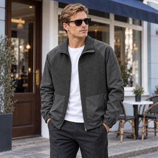 Fall Jacket for Men Lightweight Bomber Jacket Casual with Full-Zip