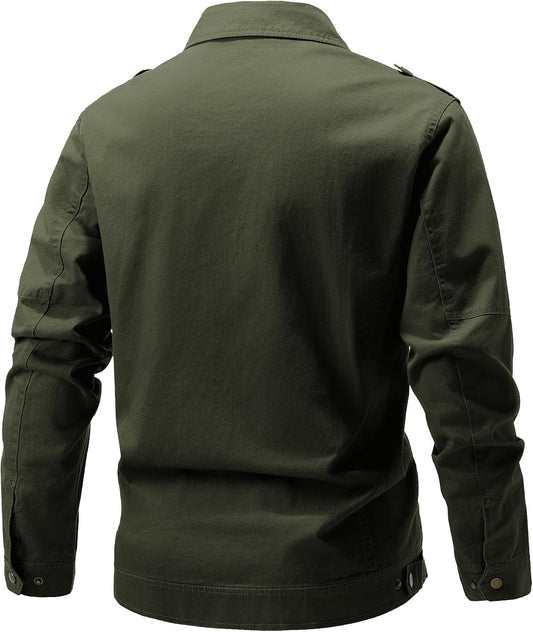 Men's Military Jacket Cotton Lightweight Coats Canvas Field Work Bomber Casual Stylish Fall Spring Outerwear