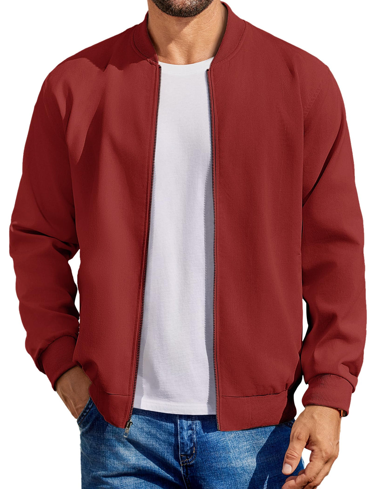 COOFANDY Mens Light Cotton Bomber Jacket Flight Casual Softshell Varisty