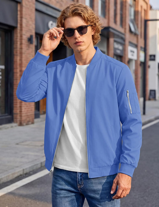 MAGNIVIT Men's Lightweight Bomber Jacket Windbreaker Casual Fall Spring Outdoor Coat