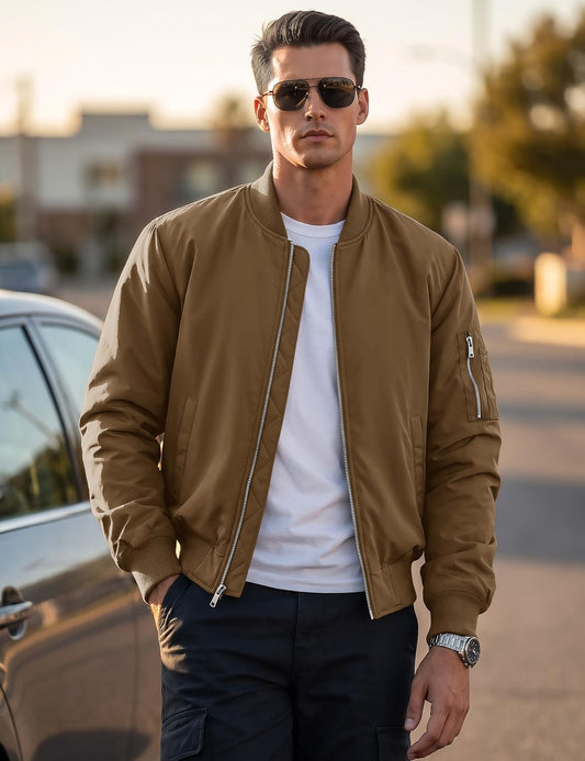 TACVASEN Men's Bomber Jacket Thermal Quilted Winter Coat for Daily Wear