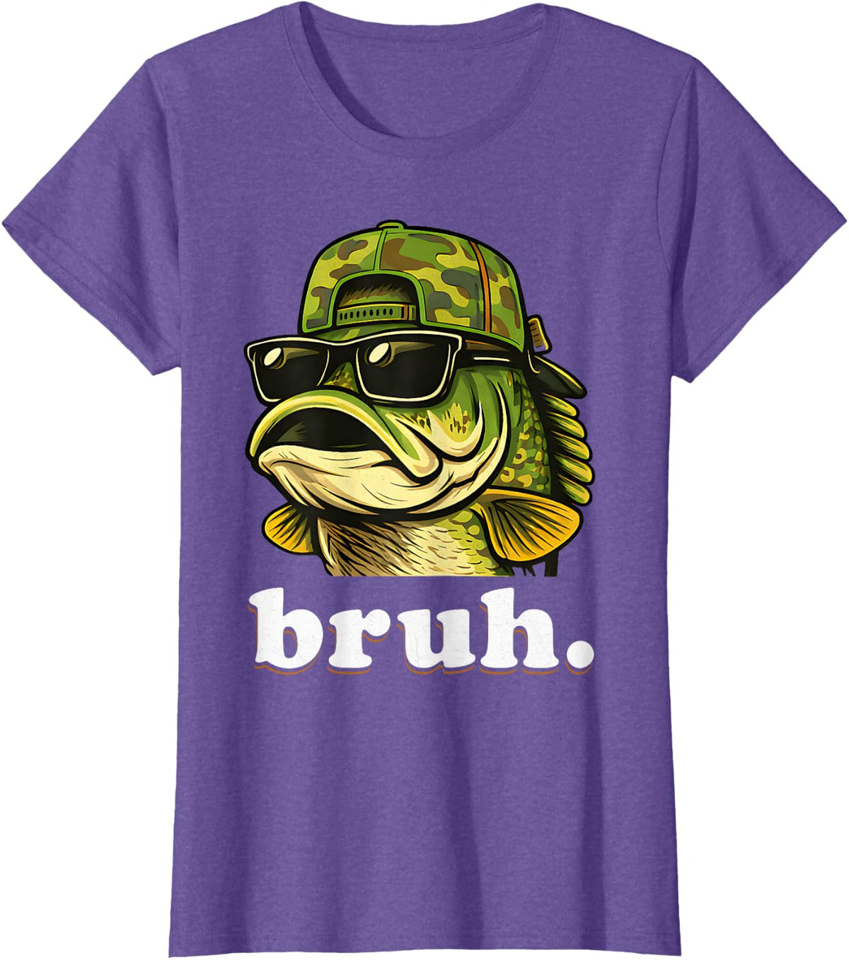 Bruh Fishing Camo Bass Fish Funny Boys Kids Camouflage T-Shirt