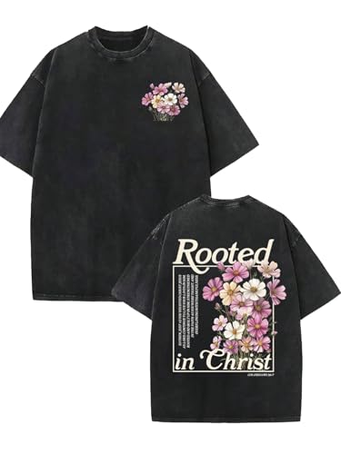 Christian T-Shirts Washed Religious Bible Verse Faith Graphic Tees