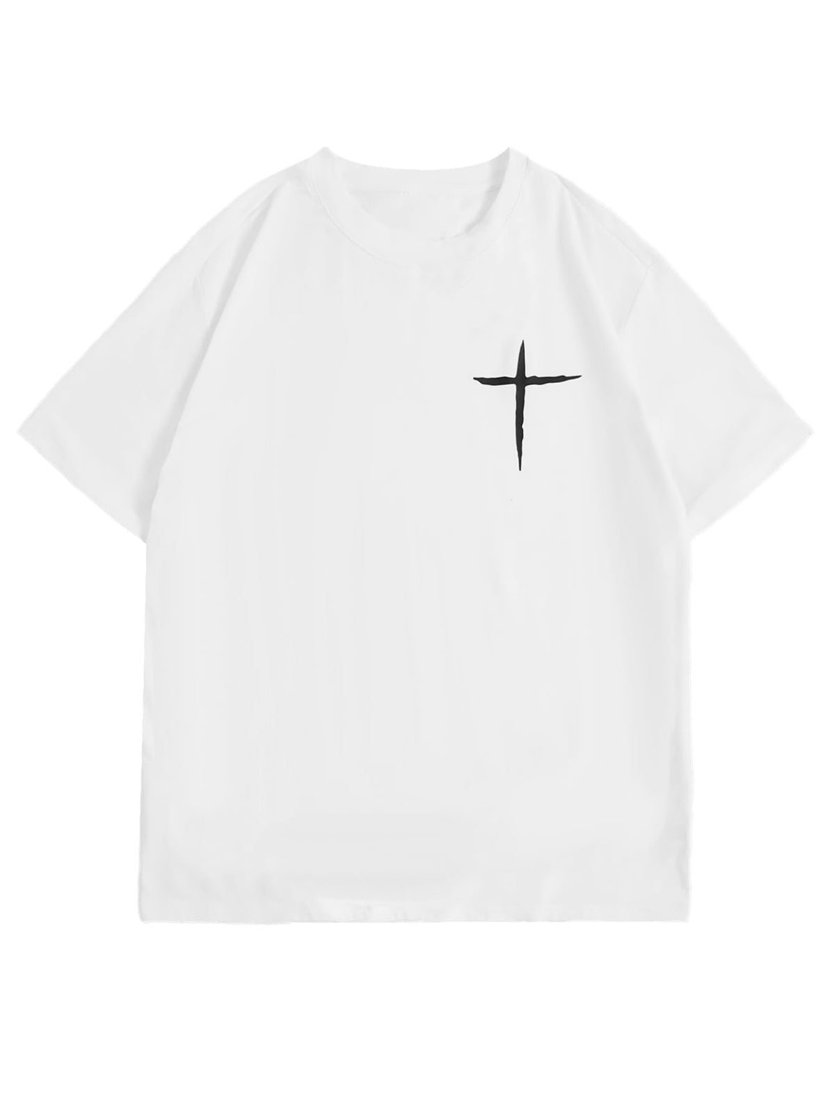 BEAUDRM Men's Plus Size Cross Graphic Tee Short Sleeve Regular Fit T Shirt