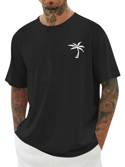 Mens Short Sleeve T-Shirt Graphic Loose Fit Tee Crew Neck Palm Tree Summer Shirts