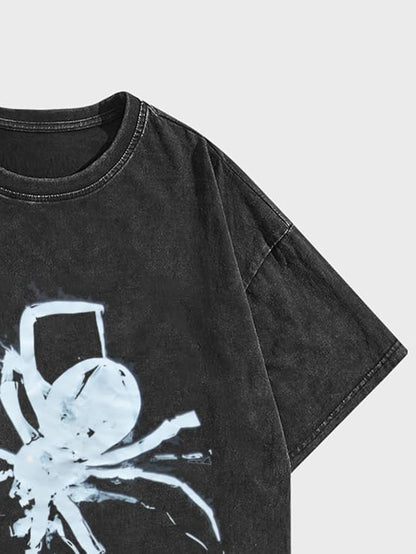 Vintage Spider Graphic Oversized Cotton T-Shirt Y2K Harajuku Streetwear