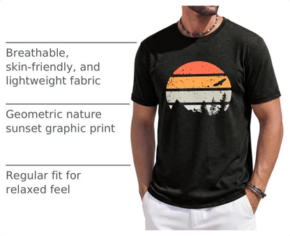 Runcati Mens Short Sleeve T-Shirts Casual Graphic Tees Summer Beach Tops