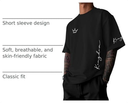 Men's King Shirt Graphic Tees Designer Printed T Shirts Urban Letter Oversized T-Shirt Streetwear Casual Loose Tops
