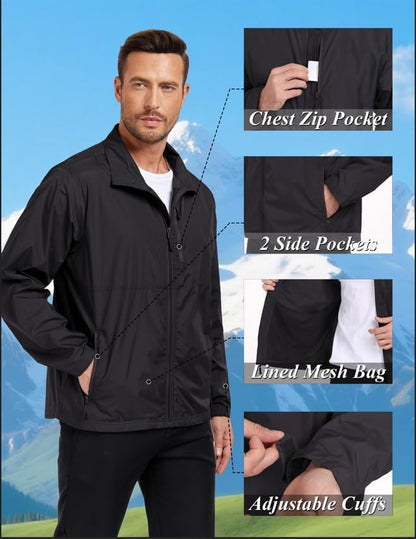 Men's Windbreaker Jackets Lightweight Single-layer for Spring/Autumn