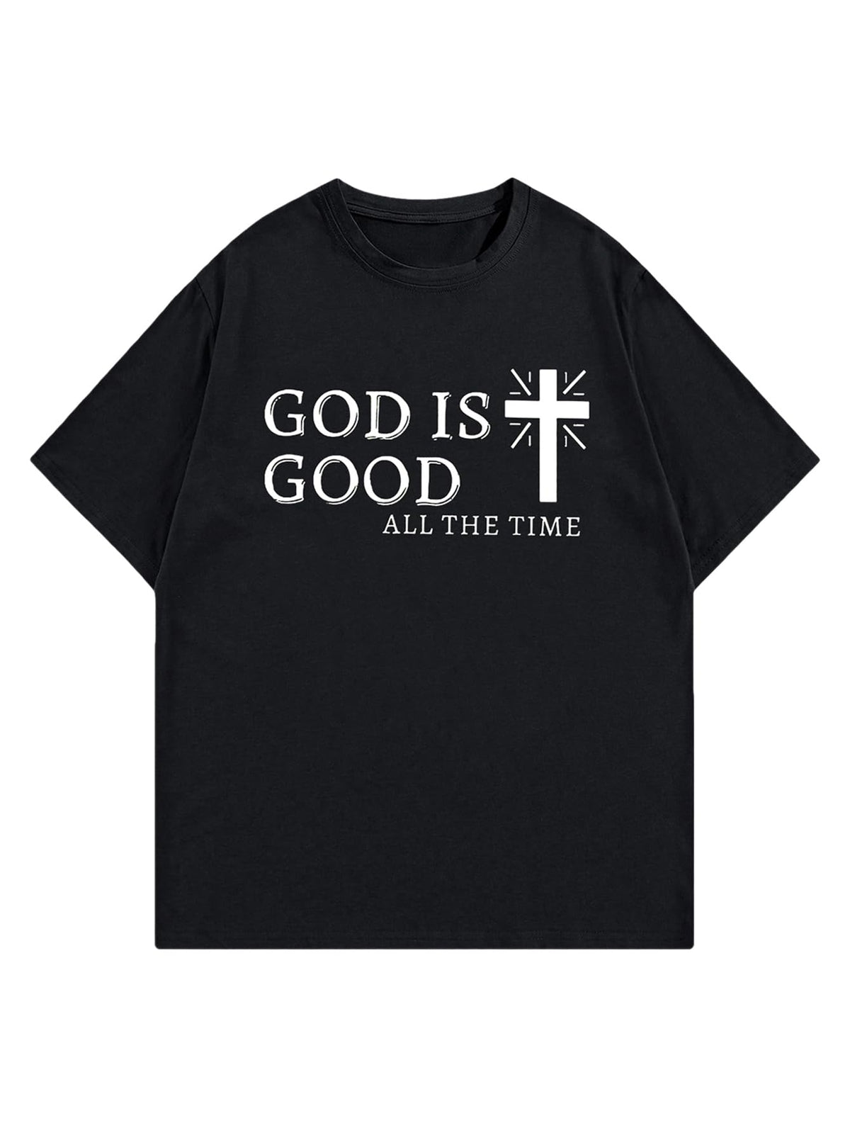 BEAUDRM Men's Plus Size Cross Graphic Tee Short Sleeve Regular Fit T Shirt