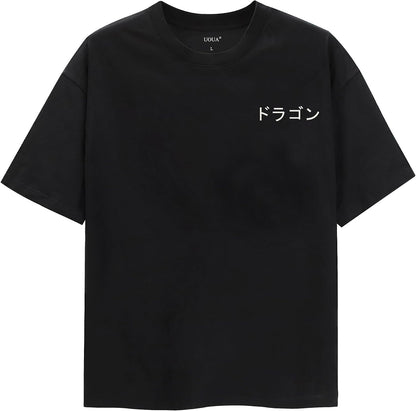 UOUA Men's Graphic Tees Oversized Short Sleeve T-Shirt